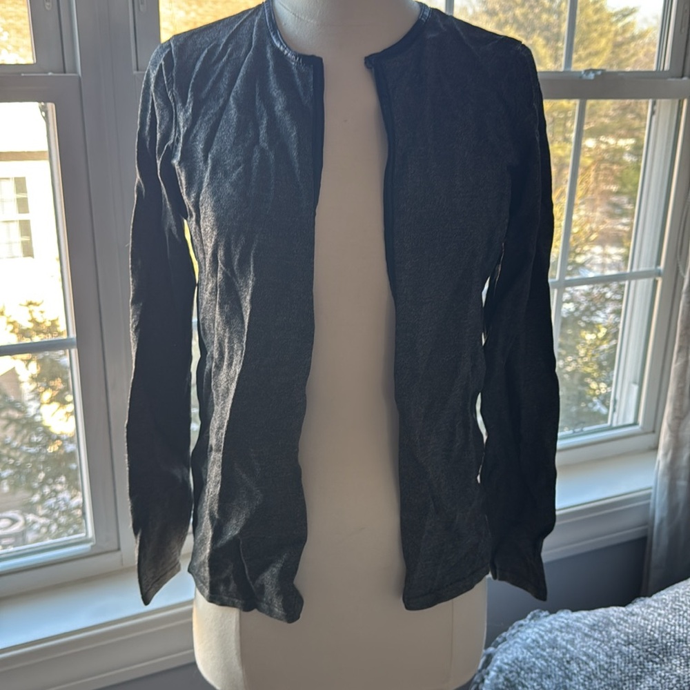 Calvin Klein Cardigan w/leather trim - Picture 3 of 4